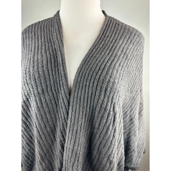Barefoot Dreams Cozy Chic Lite Ribbed Shrug Cardigan Carbon Gray Plus Size 3X - Picture 4 of 11